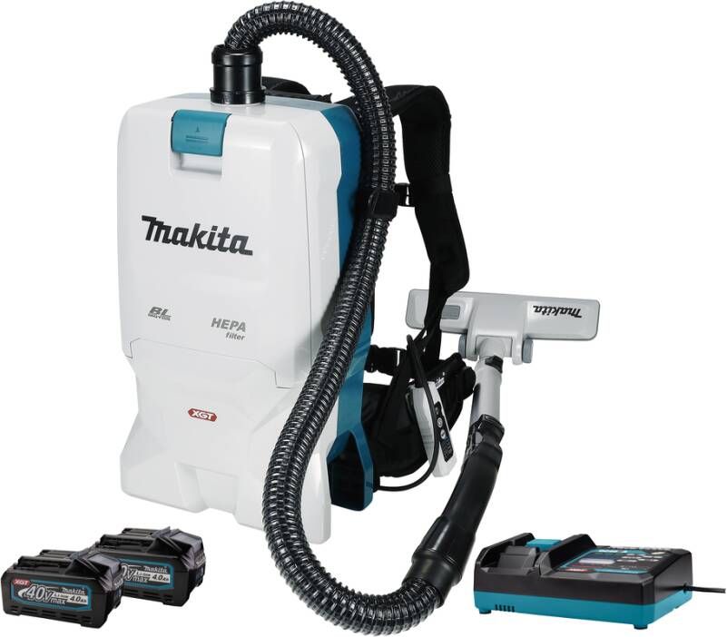 Makita VC011GM2NL1 40V Max Rugstofzuiger voor schoonmaak | 2x 4.0 ah accu&apos;s | Snellader | in doos VC011GM2NL1