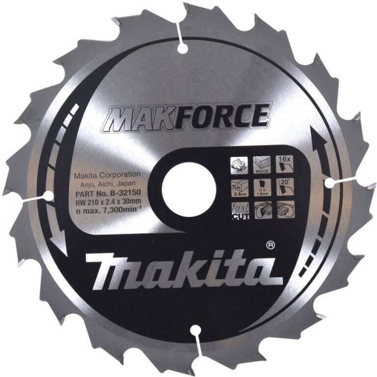 Makita Zaagblad | Hout | 210x30x2 4 | 16T | 20 Graden B-32150