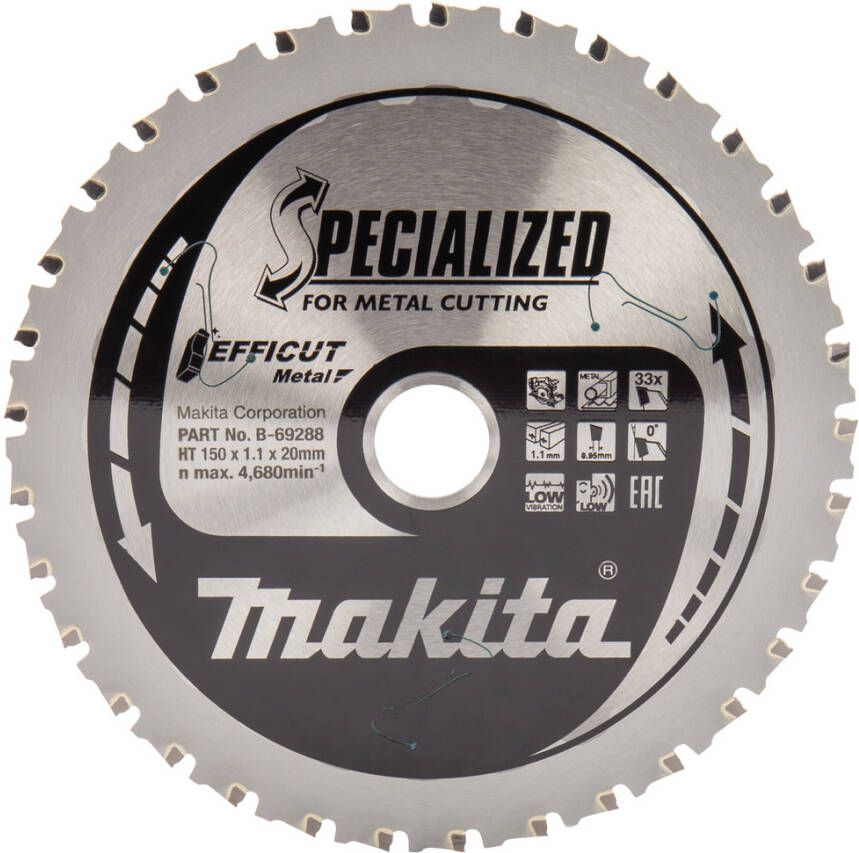 Makita Accessoires Zaagblad staal Efficut | 150x20x1 1 | 33T | 0g B-69288
