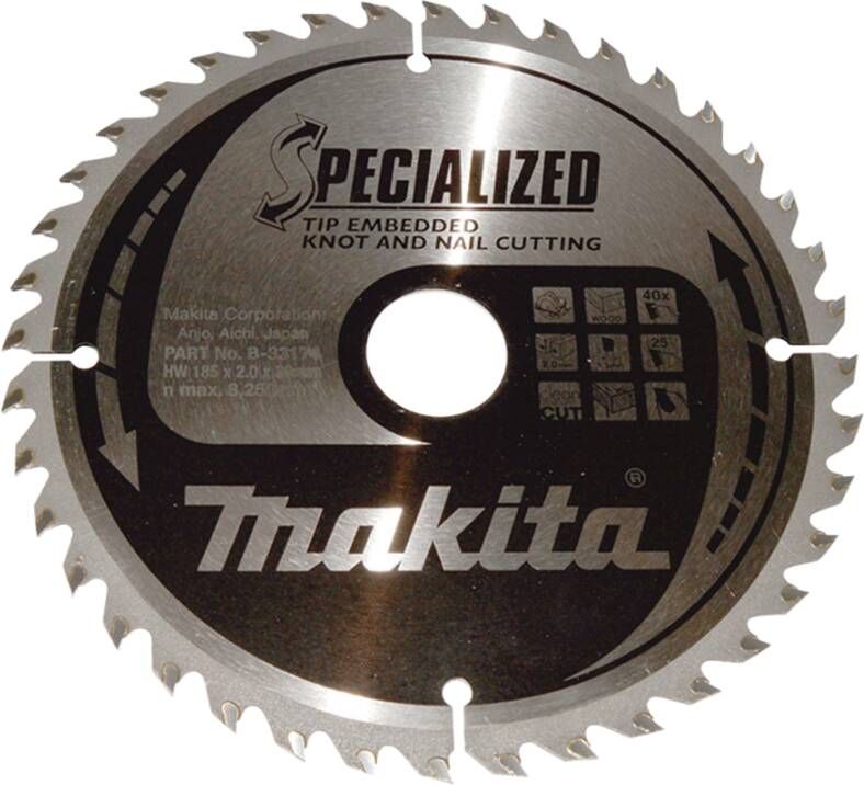 Makita Zaagblad | Tipe | 185x30x2 0 | 40T | 25 Graden B-33174