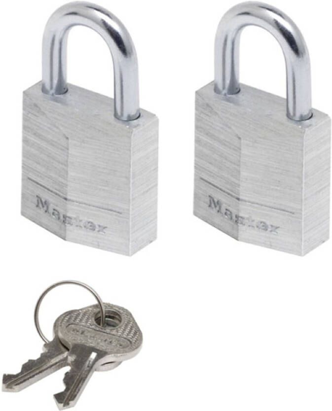 Masterlock 2 x 20mm | 11mm steel shackle 3mm diam. | 3-pin cylinder | keyed alik | grijs 9120EURT