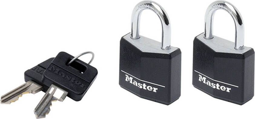Masterlock 2 x 30mm 18mm hardened steel shackle 5mm diam. double locking 4 zwart 9130EURTBLK