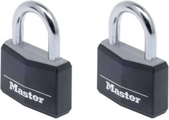 Masterlock 2 x 40mm 21mm hardened steel shackle 6mm diam. double locking 4 9140EURTBLK