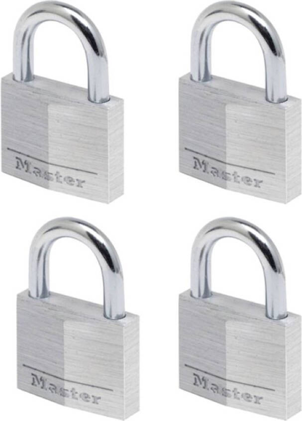 Masterlock 4 x 40mm 21mm hardened steel shackle 6mm diam. double locking 4 9140EURQNOP