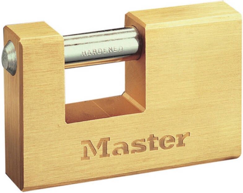 Masterlock 63mm wide x 15mm thick 18mm hardened steel shackle 10mm diam. hor 606EURD