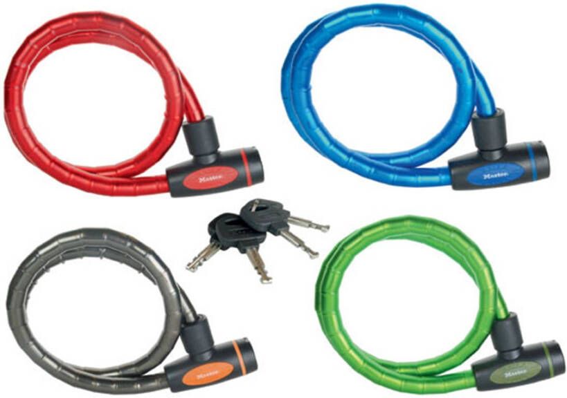 Masterlock Keyed armoured cable 1m x Ø 18mm w 4 keysvinyl cover colours : blac 8228EURDPRO