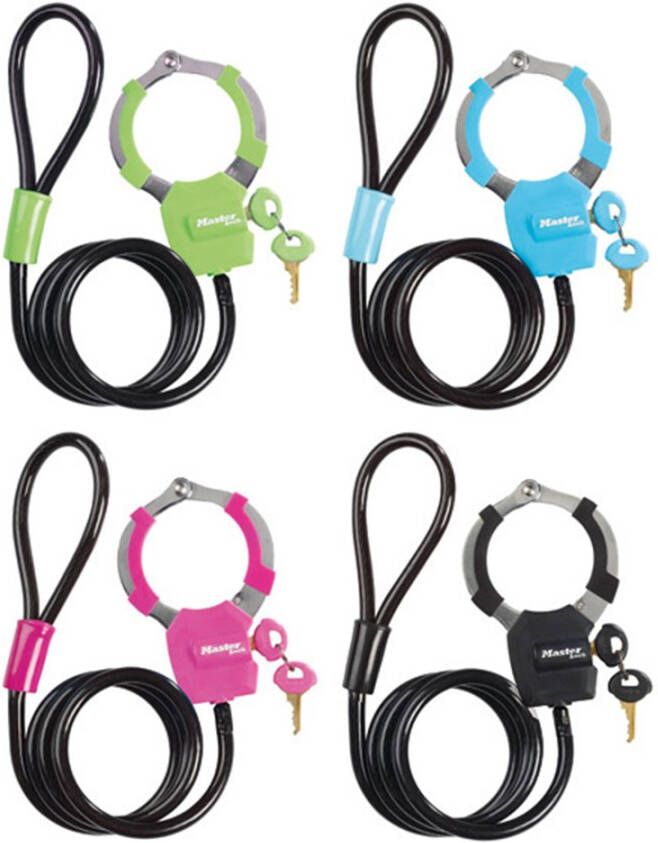 Masterlock Keyed braided steel cable 1 m x Æ 8 mm w 4 keysvinyl cover colours 8275EURDPRO