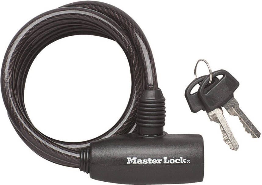 Masterlock Keyed self coiling cable 1.80m x Ø 8mm w 2 keysvinyl cover colour 8126EURDPRO