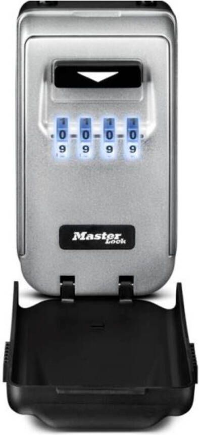 Masterlock Medium Key Lock Box Zinc alloy construction Light Up Resettable 4-digit combination (CR2032 Battery included) Mounting hardware included Black and Grey