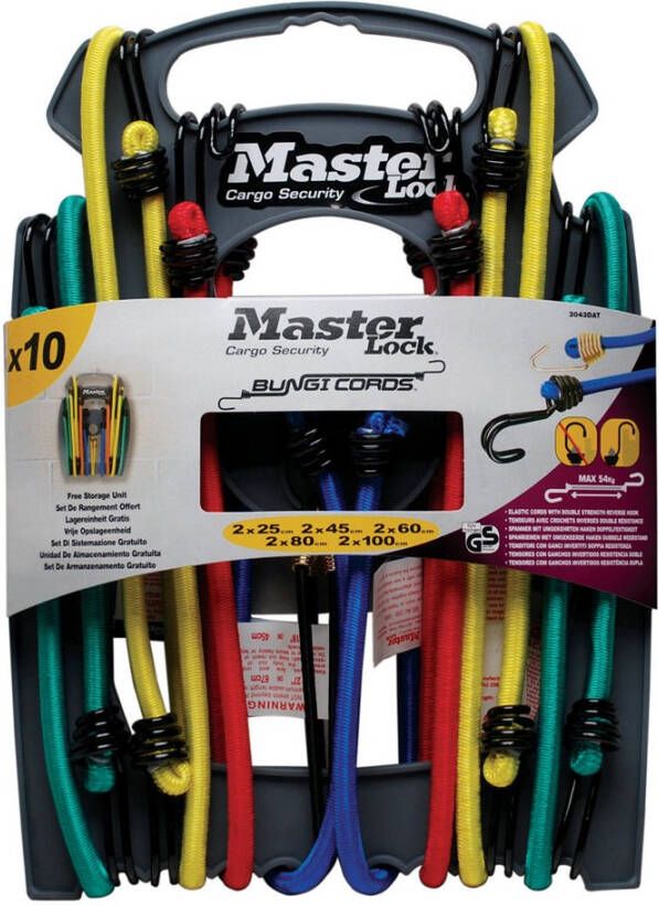 Masterlock Set of 10 Twin Wire bungees (2*25 + 2*45 + 2*60+ 2*80 + 2*100)double 3043EURDAT