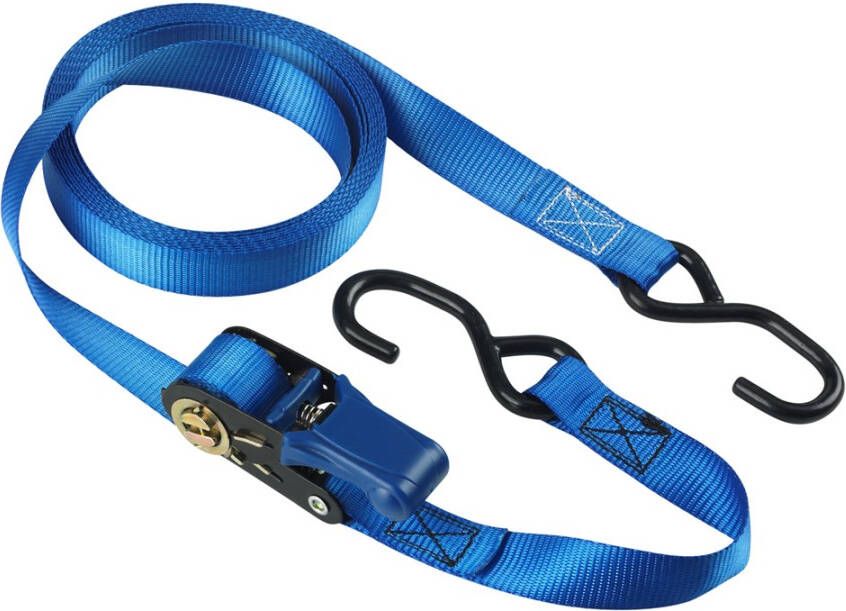 Masterlock Single pack ratchet tie down 5 m with S hooks colour : blue 4366EURDAT