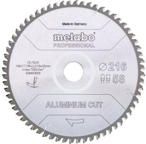 Metabo Accessoires Cirkelzaagblad | "Aluminium Cut Prof" | 216x30mm | Z58 FZ TZ 5° neg 628443000