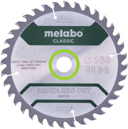 Metabo Accessoires Cirkelzaagblad | "Cordless Cut Classic" | 165x20mm | Z36 WZ 15° 628279000