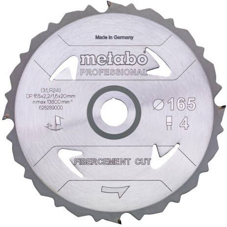 Metabo Accessoires Cirkelzaagblad | "Fibercement Cut Prof" | 190x30mm | Z4 DFZ 5° 628297000