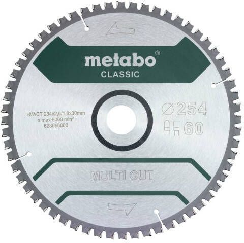 Metabo Accessoires Cirkelzaagblad | "Multi Cut Classic" | 254x30mm | Z60 FZ TZ 5°neg 628285000
