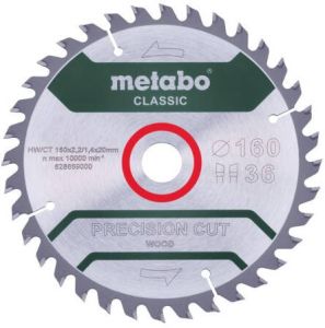 Metabo Accessoires Cirkelzaagblad | Precision Wood Classic | 160x20mm | Z36 WZ 10° B 628659000