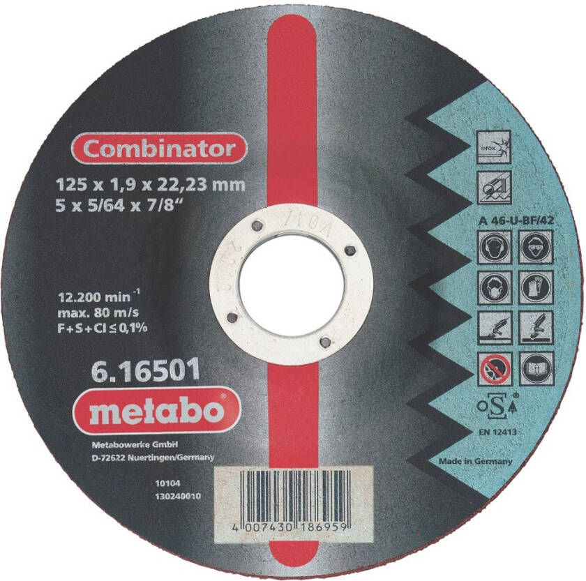 Metabo Accessoires Combinator (doorslijp afbraamschijf in 1) Ø 115x1 9x22 23 Inox 25 stuks 616500000