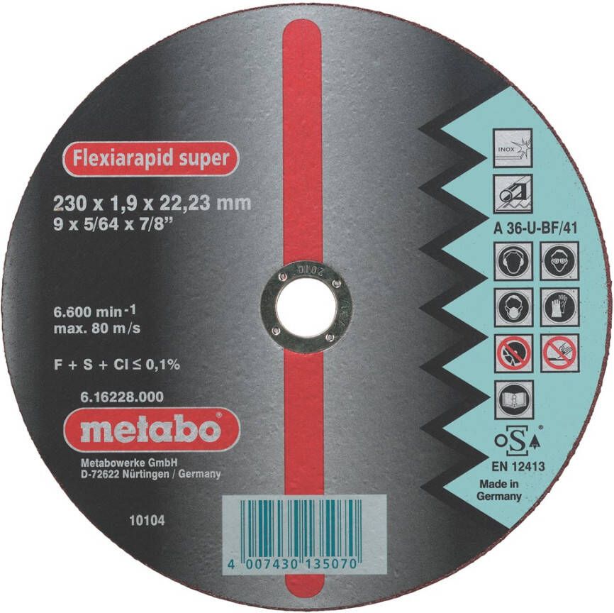 Metabo Accessoires Doorslijpschijf Ø 100x1 0x16 0 Inox Flexiamant super 25 stuks 616210000