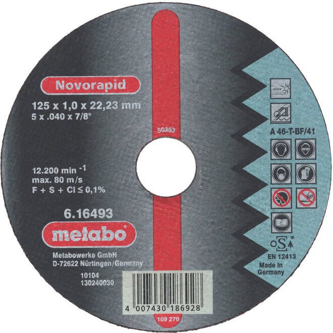 Metabo Accessoires NOVORAPID 180X1 5X22 23 INOX 616495000