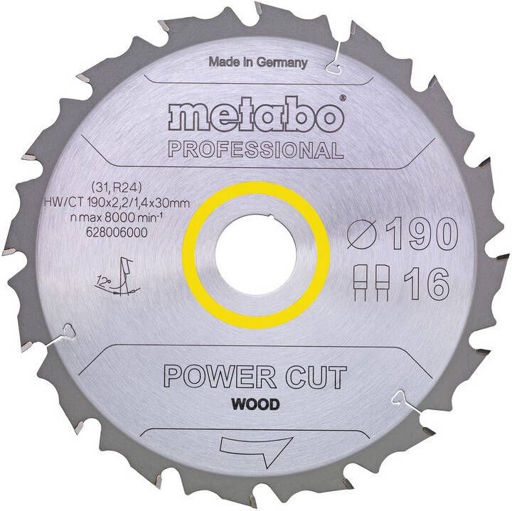 Metabo Accessoires Zaagblad "Power cut wood Professional" 160X20 Z30 WZ 5° 628071000