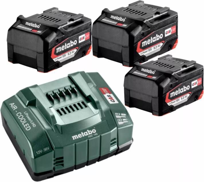 Metabo Basis-set 3x 18 volt 5.2Ah accu&apos;s | Pick+Mix 685048000