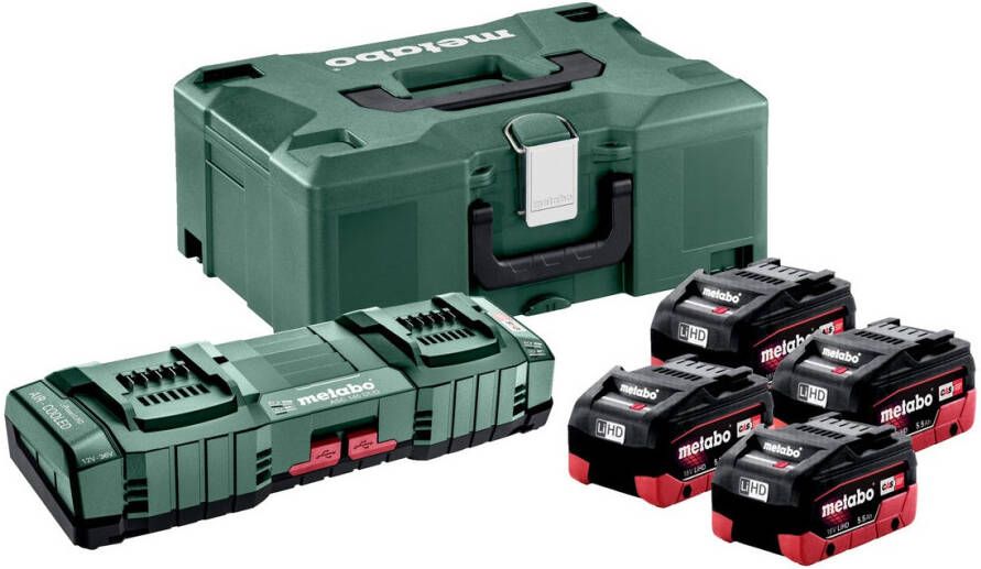 Metabo Basis-set 4 x LiHD 5.5 Ah + ASC 145 Duolader + Metaloc 685180000