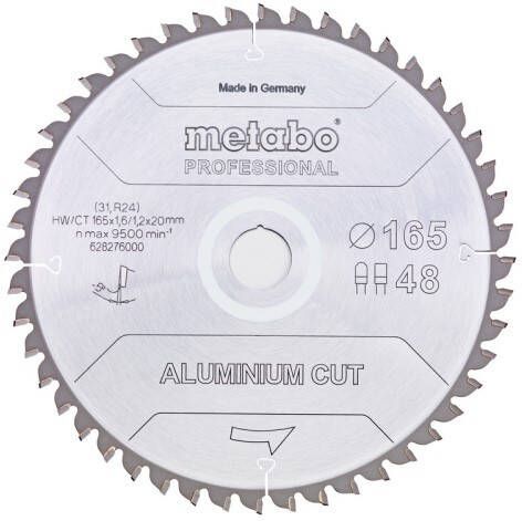 Metabo Cirkelzaagblad | "Aluminium Cut Prof" | 190x30mm | Z52 FZ TZ 5° neg