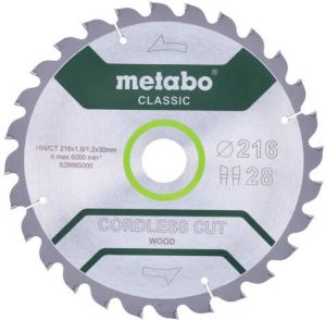 Metabo Accessoires Cirkelzaagblad | Cordless Wood Classic | 216x30mm | Z28 WZ 5° B 628665000