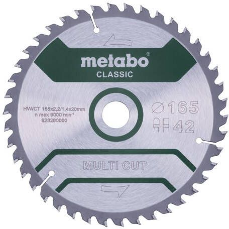 Metabo Accessoires Cirkelzaagblad | "Multi Cut Classic" | 165x20mm | Z42 FZ TZ 5° 628280000