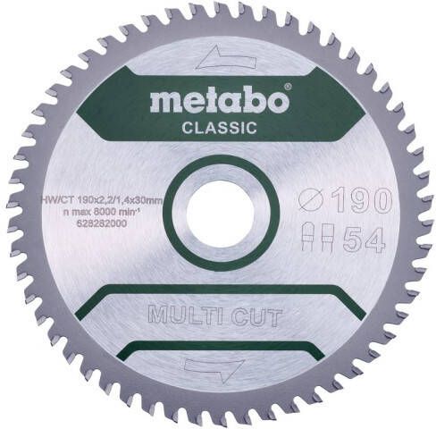 Metabo Accessoires Cirkelzaagblad | "Multi Cut Classic" | 190x30mm | Z54 FZ TZ 5° 628282000