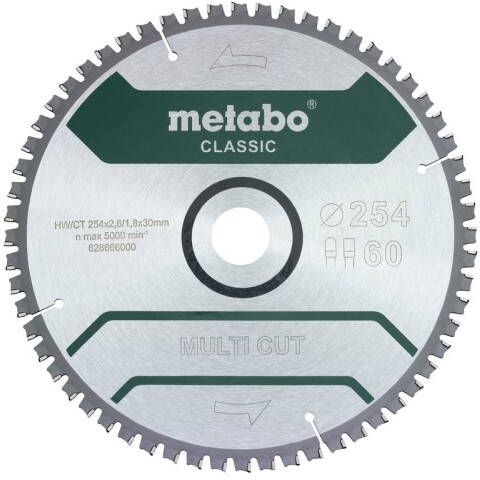 Metabo Cirkelzaagblad | Multi Cut Classic | 254x30mm | Z60 FZ TZ 5° neg B