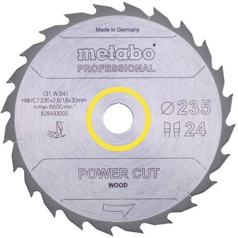 Metabo Cirkelzaagblad | "Power Cut Professional" | Ø235x30mm | Z24 WZ 20°