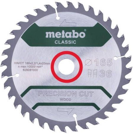 Metabo Accessoires Cirkelzaagblad | "Precision Cut Classic" | 165x20mm | Z36 WZ 15° 628281000