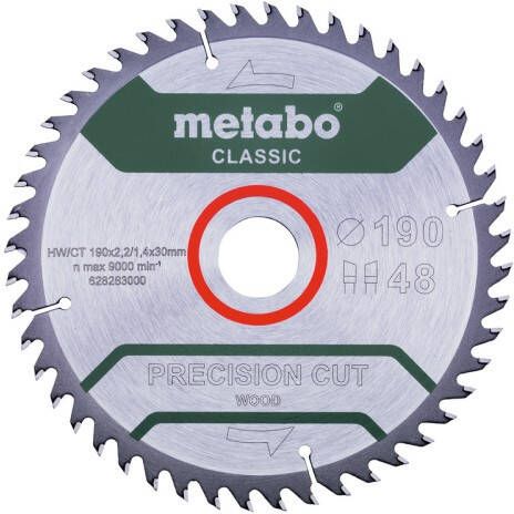 Metabo Accessoires Cirkelzaagblad | "Precision Cut Classic" | 190x30mm | Z48 WZ 15° 628283000