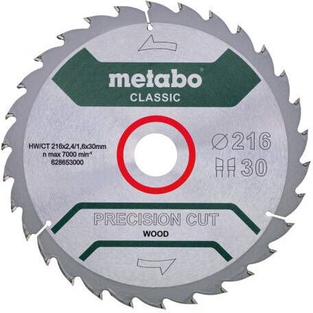 Metabo Cirkelzaagblad | Precision Cut Classic | 216x30mm | Z30 WZ 22° B