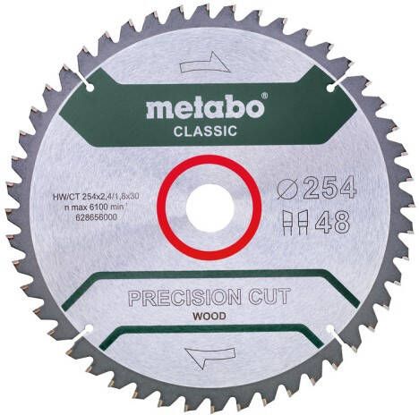 Metabo Accessoires Cirkelzaagblad | Precision Cut Classic | 254x30mm | Z48 WZ 5° neg B 628656000