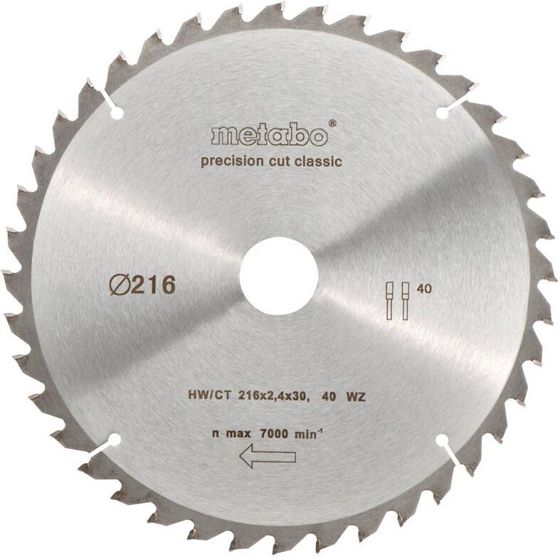 Metabo Cirkelzaagblad "Precision Cut" HW CT Ø 216 mm 30T WZ22
