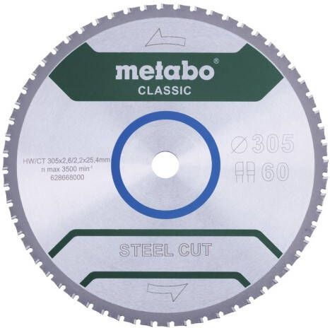 Metabo Cirkelzaagblad | Steel Cut Classic | 305x25 4mm | Z60 FZFA FZFA 4°