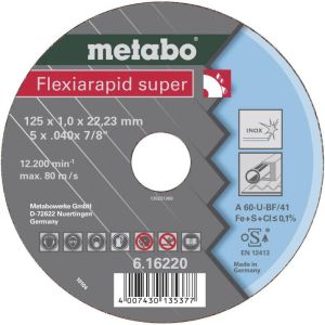 Metabo Doorslijpschijf | FLEXIARAPID SUPER | Ø 125x1x22 23 mm | INOX | TF 41 25 stuks
