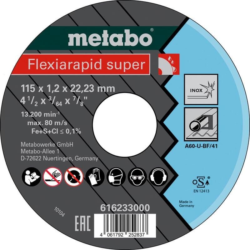 Metabo Accessoires Doorslijpschijf Ø 115x1 2x22 23 Inox TF41 Flexiarapid Super 616233000