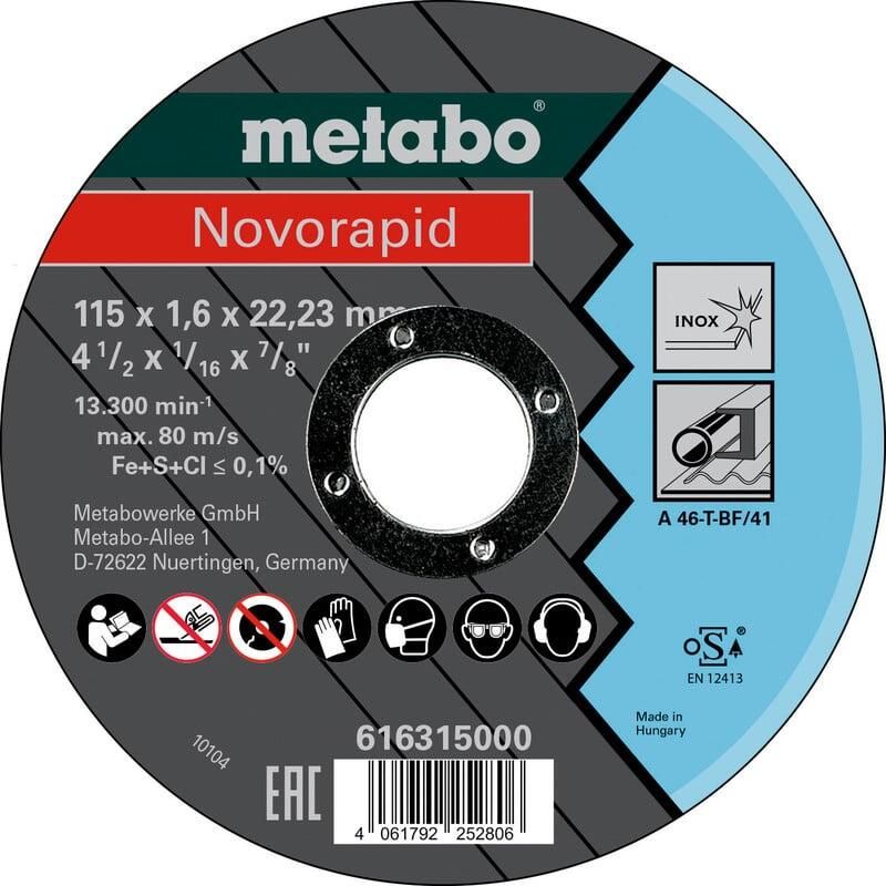 Metabo Accessoires Doorslijpschijf Ø 115x1 6x22 2 Inox TF41 Novarapid 616315000