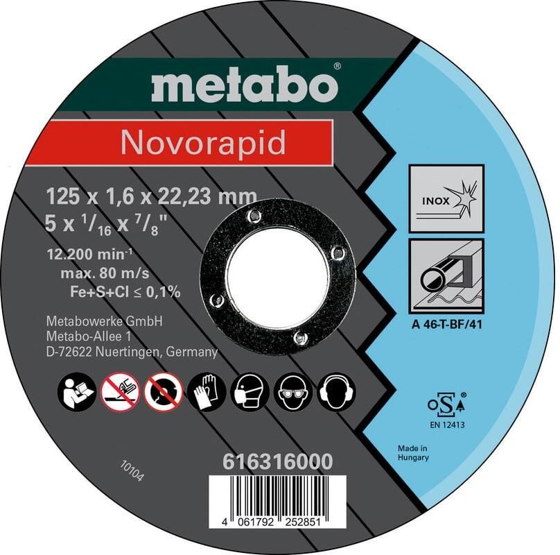 Metabo Accessoires Doorslijpschijf Ø 125x1 6x22 2 Inox TF41 Novarapid 616316000