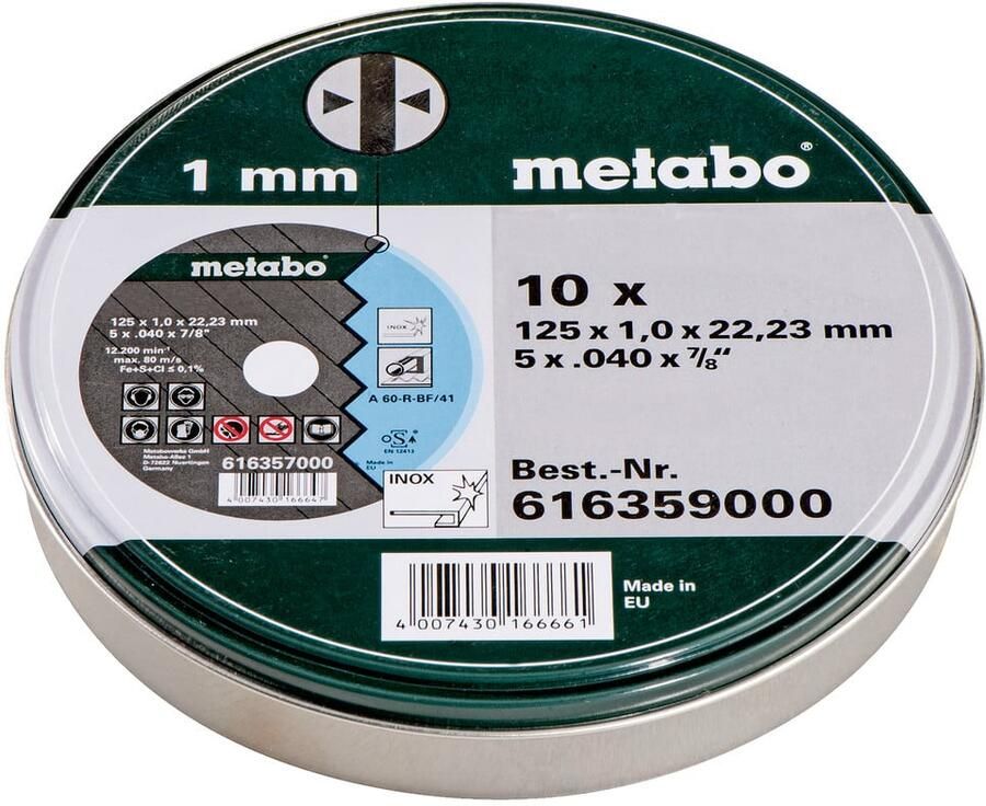 Metabo Accessoires Doorslijpschijven Novaparid Inox Ø230x1 9x22 23 (10 st. in blikje) 616369000