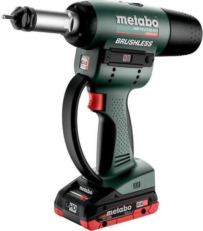 Metabo NMP 18 LTX BL M10 | Accu-Blindklinknagelpistool | 18 V | 2 x 4.0 Ah | Lader ASC 55 | x 145 M 601788800