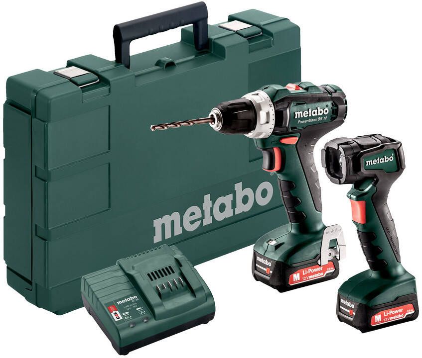 Metabo POWERMAXX BS 12 Accu-boorschroefmachine 12V 2x2.0Ah Li-Ion + Lamp ULA 12 LED 601036900