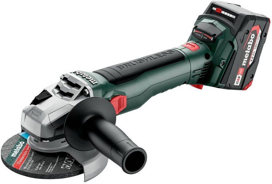 Metabo W 18 LT BL 11-125 Accu Haakse Slijper | 18V | 2 x 4.0 Ah accu + lader | x 165L 613052510