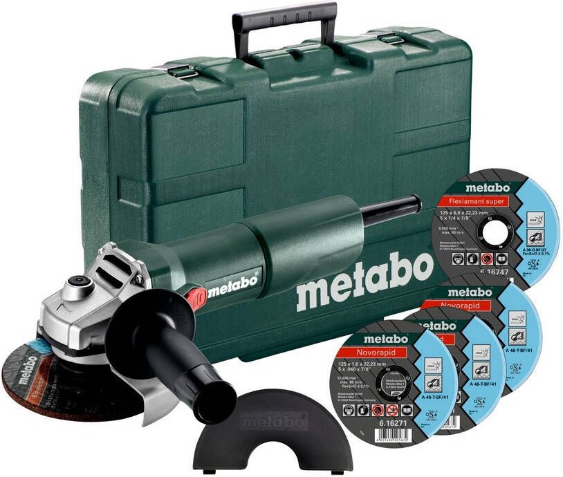 Metabo W 750-125 SET | Haakse slijper | 125 mm | 750 Watt | 11500 min | In kunststof koffer + toebehoren 603605680