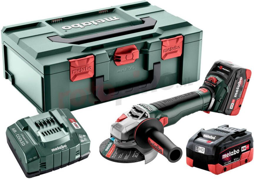 Metabo WVB 18 LT BL 11-125 Quick Accu Haakse Slijper | 18V | 2 x 5 Ah accu + snellader | x 165L