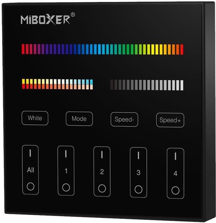 Mi-light MiBoxer RGB-CCT draadloze opbouw schakelaar 2.4G 4-zones zwart LED0232
