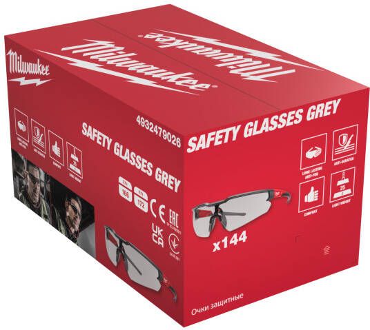 Milwaukee Accessoires Bulk veiligheidsbrillen grijs 144 stuks 4932479026
